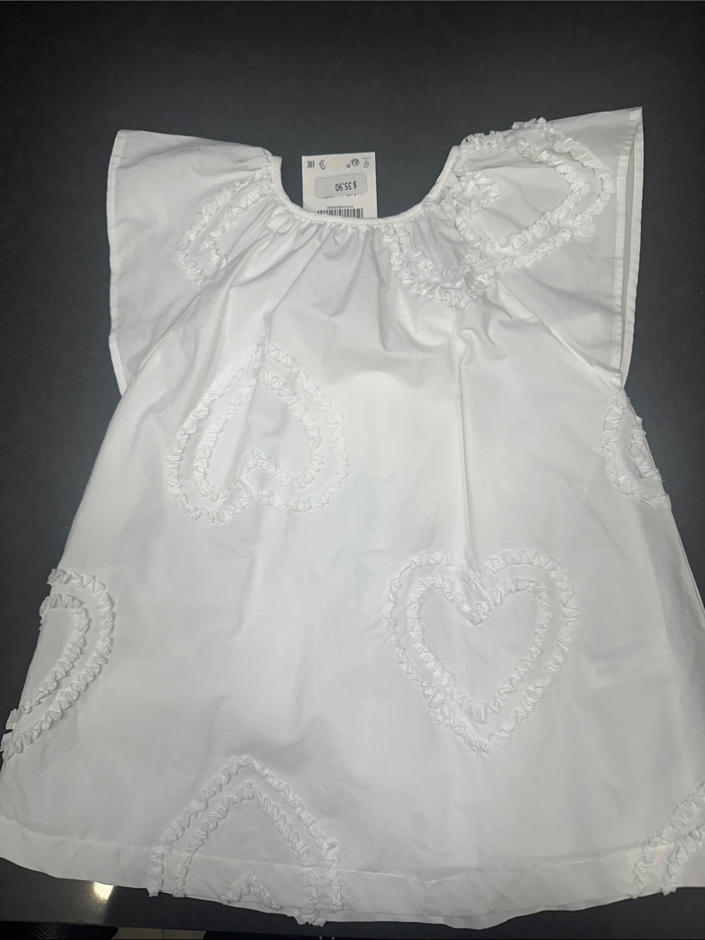White Heart Appliqué Kids Dress